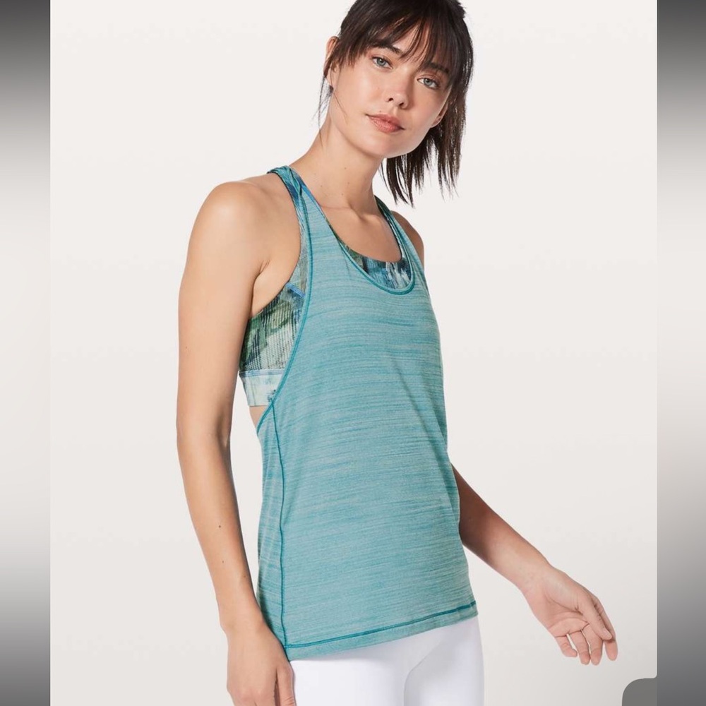 Lululemon Athletica Teal and Black Twist and Toil Tank